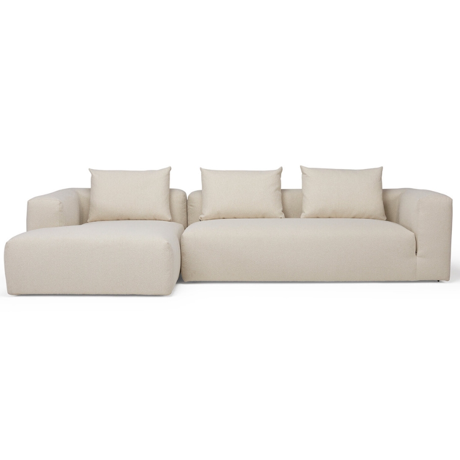 Nordly Cozy 3. personers sofa - Natur stof m. chaiselong 303 cm x 64 cm x 157 cm | Møbelsalg.dk